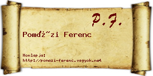 Pomázi Ferenc névjegykártya